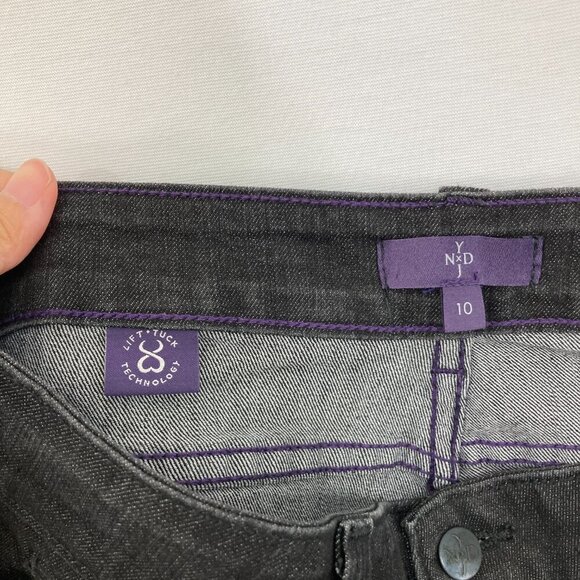 NYDJ size 10 Black/Gray Mid Rise Bootcut Jeans - Picture 2 of 11